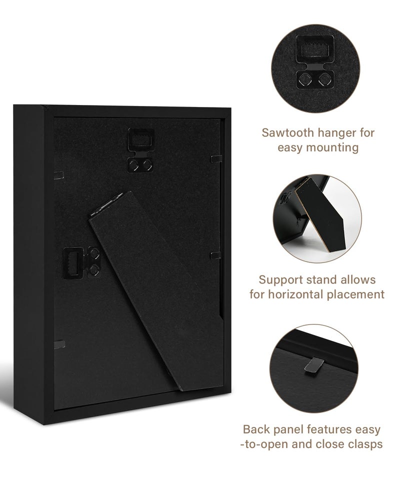 KAPIX Shadow Box 8x8 Picture Frame with HD Plexiglass Deep Wood Memory Box Display case for Flowers,Ticket,Memorabilia,Keepsake,Medal,Art and Photos,Black - Image 5